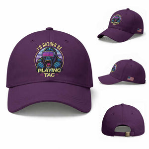 VR Gamer Gorilla Baseball Cap I’d Rather Be Playing Tag Gift TS12 Baseball Cap Universal Fit Purple Print Your Wear