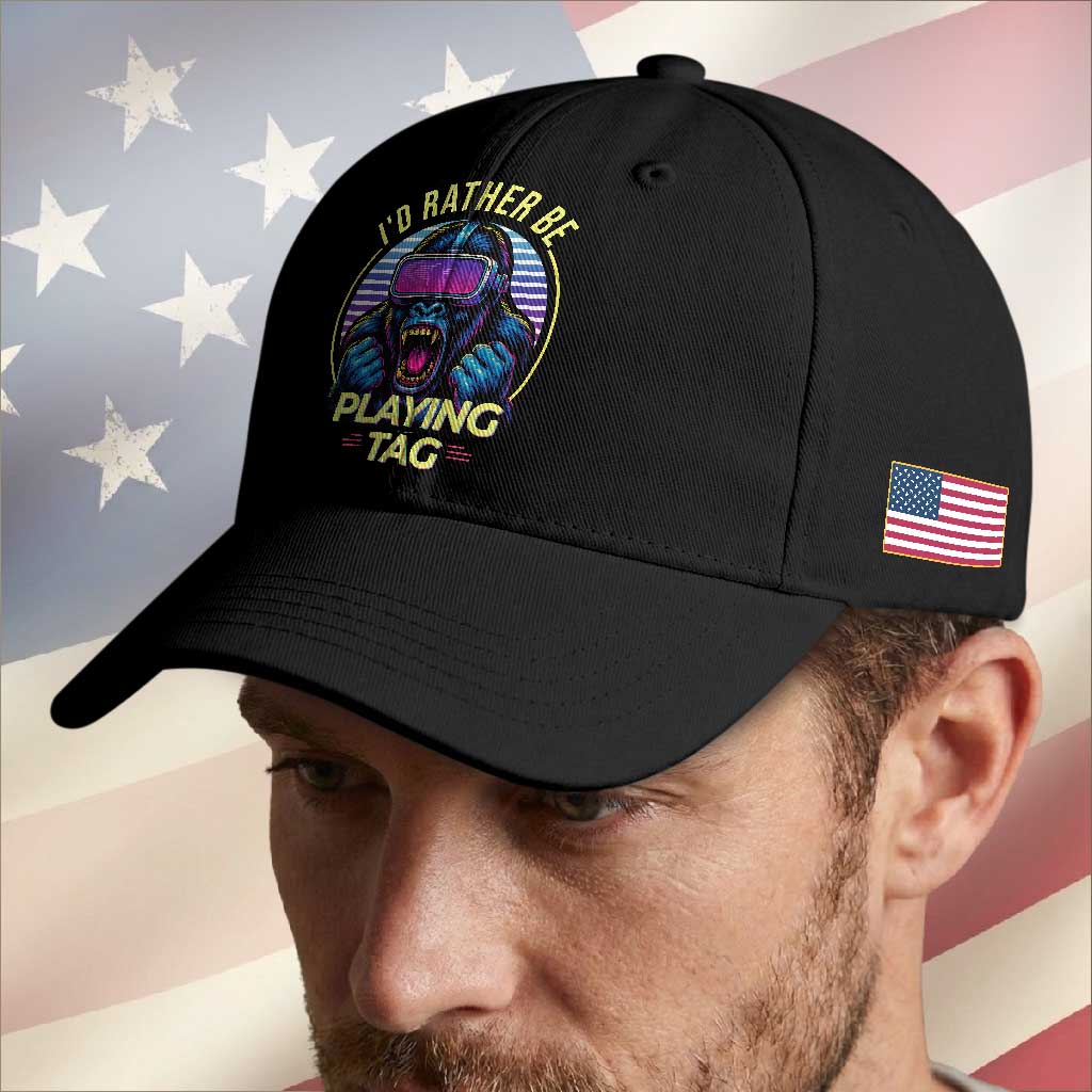 VR Gamer Gorilla Baseball Cap I’d Rather Be Playing Tag Gift TS12 Print Your Wear