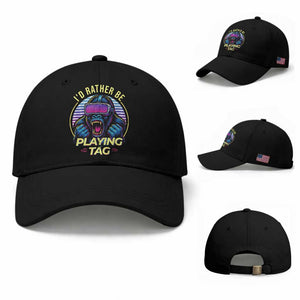 VR Gamer Gorilla Baseball Cap I’d Rather Be Playing Tag Gift TS12 Baseball Cap Universal Fit Black Print Your Wear