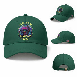 VR Gamer Gorilla Baseball Cap I’d Rather Be Playing Tag Gift TS12 Baseball Cap Universal Fit Irish Green Print Your Wear