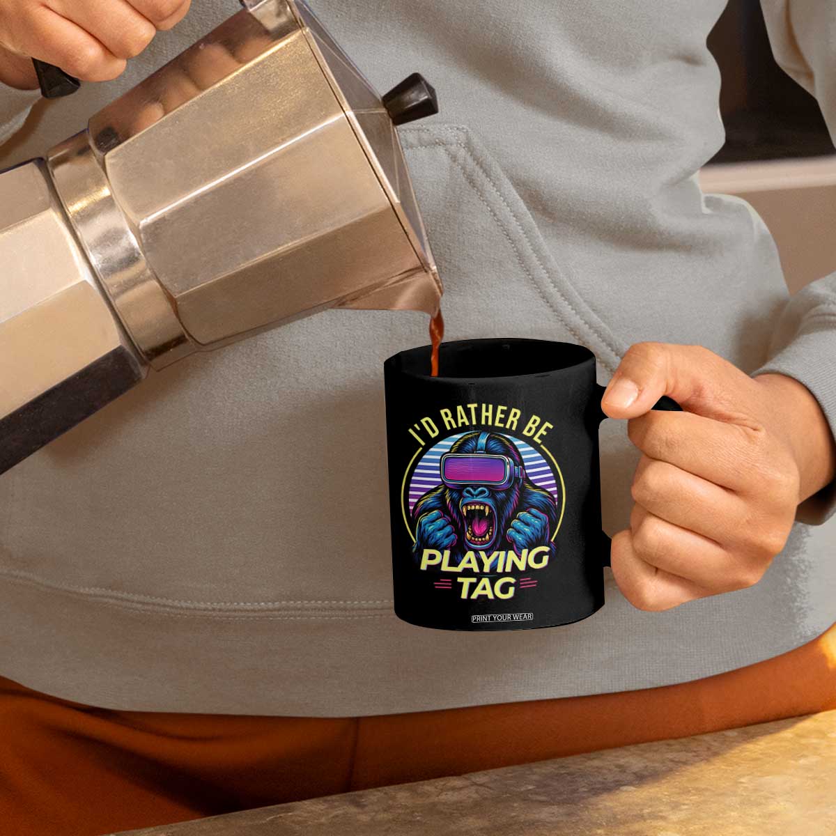 VR Gamer Gorilla Coffee Mug Id Rather Be Playing Tag Gift TS12 Print Your Wear