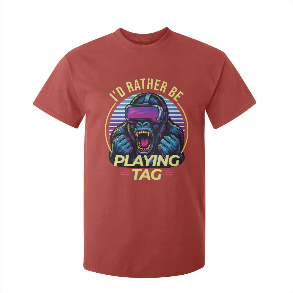 VR Gamer Gorilla T Shirt For Kid Id Rather Be Playing Tag Gift TS12 Red Print Your Wear