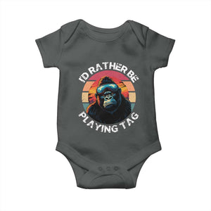 Funny Gorilla Lover Baby Onesie Id Rather Be Playing Tag VR Game TS12 Dark Heather Print Your Wear