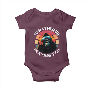 Funny Gorilla Lover Baby Onesie Id Rather Be Playing Tag VR Game TS12 Maroon Print Your Wear