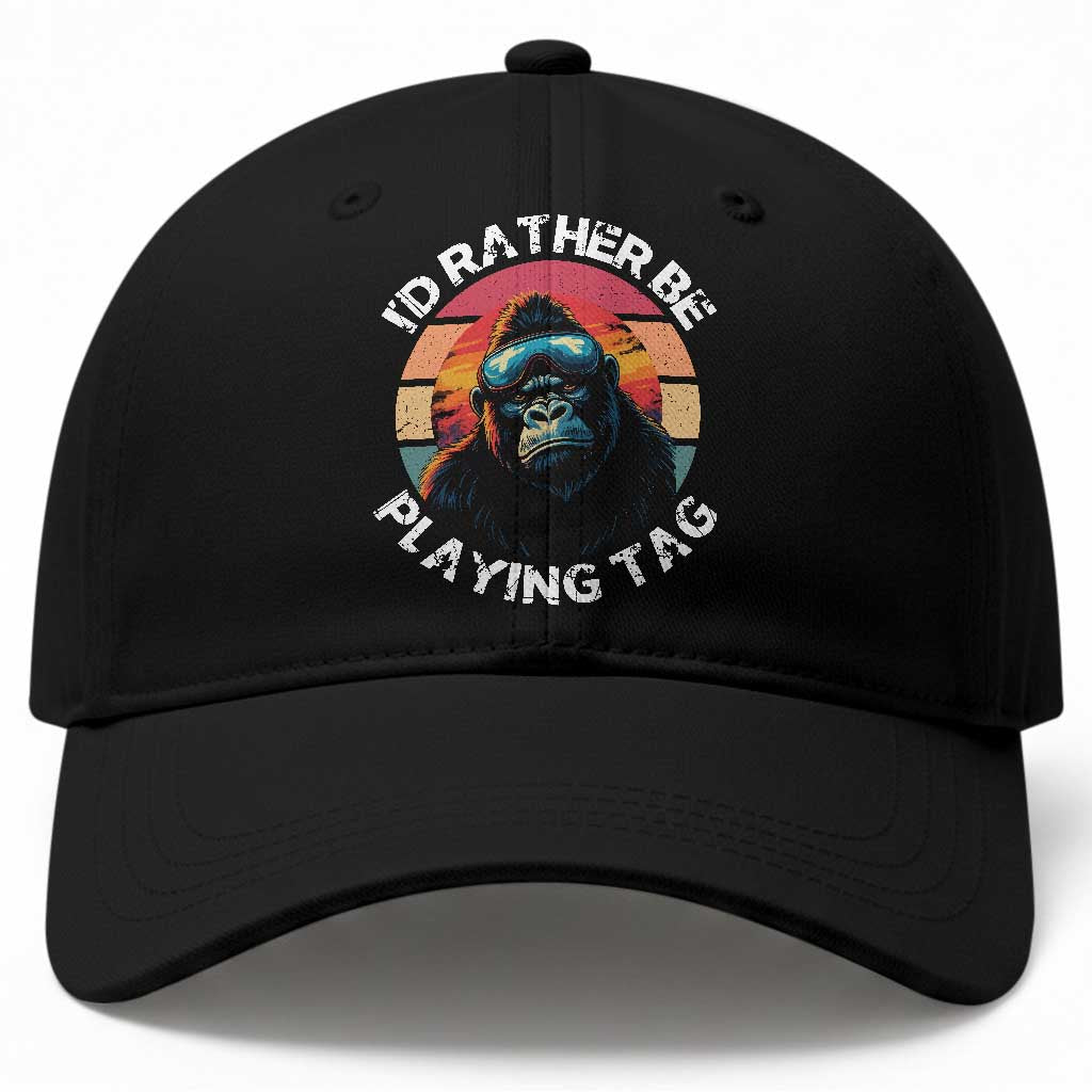 Funny Gorilla Lover Baseball Cap I’d Rather Be Playing Tag VR Game TS12 Print Your Wear