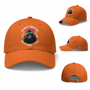 Funny Gorilla Lover Baseball Cap I’d Rather Be Playing Tag VR Game TS12 Baseball Cap Universal Fit Orange Print Your Wear