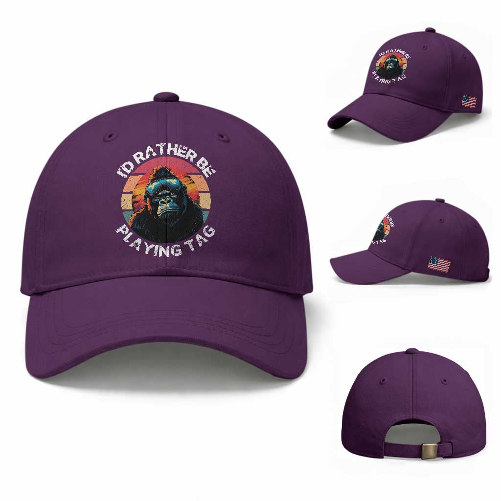 Funny Gorilla Lover Baseball Cap I’d Rather Be Playing Tag VR Game TS12 Baseball Cap Universal Fit Purple Print Your Wear