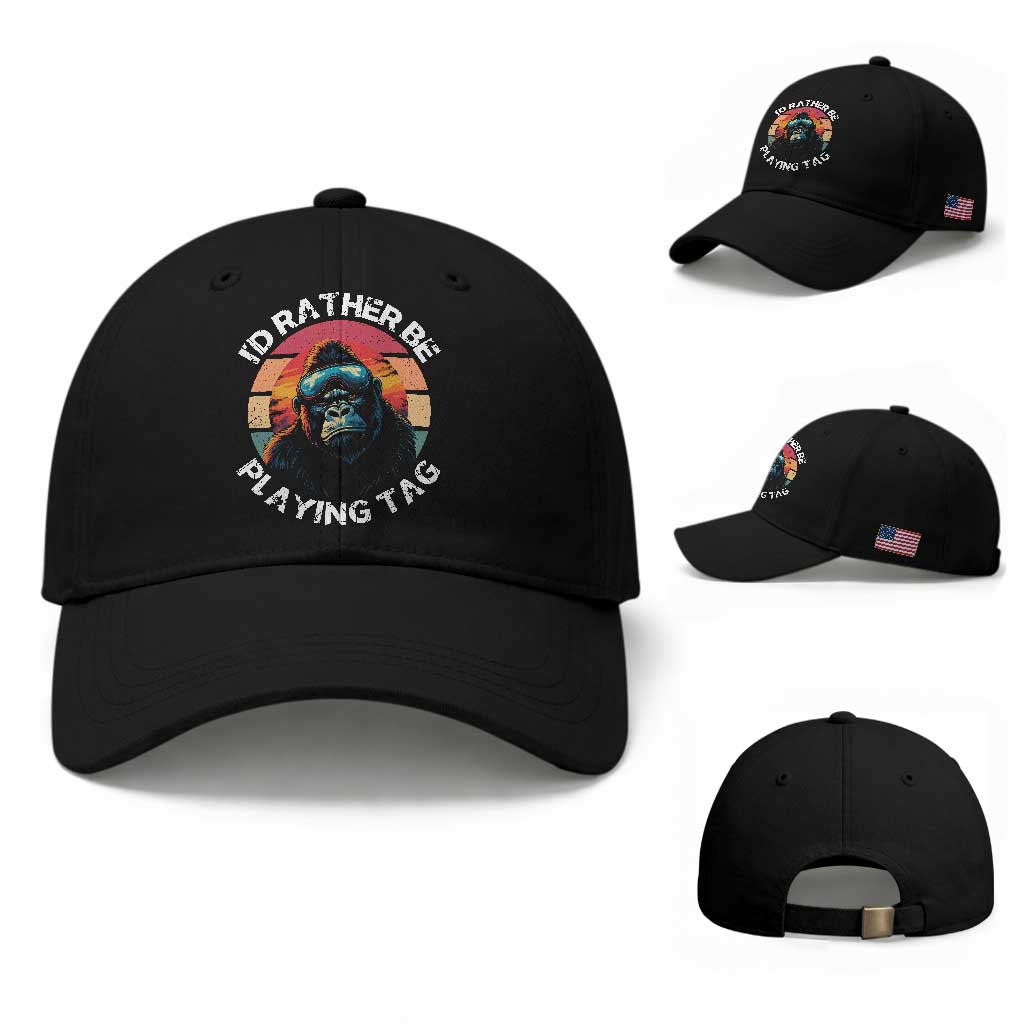 Funny Gorilla Lover Baseball Cap I’d Rather Be Playing Tag VR Game TS12 Baseball Cap Universal Fit Black Print Your Wear