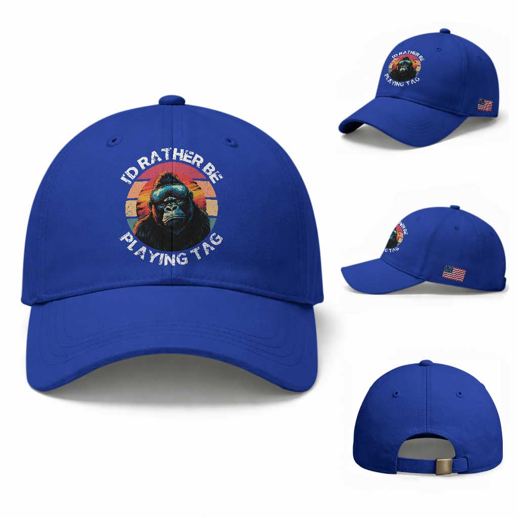 Funny Gorilla Lover Baseball Cap I’d Rather Be Playing Tag VR Game TS12 Baseball Cap Universal Fit Royal Blue Print Your Wear