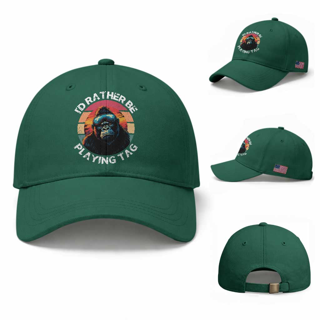 Funny Gorilla Lover Baseball Cap I’d Rather Be Playing Tag VR Game TS12 Baseball Cap Universal Fit Irish Green Print Your Wear