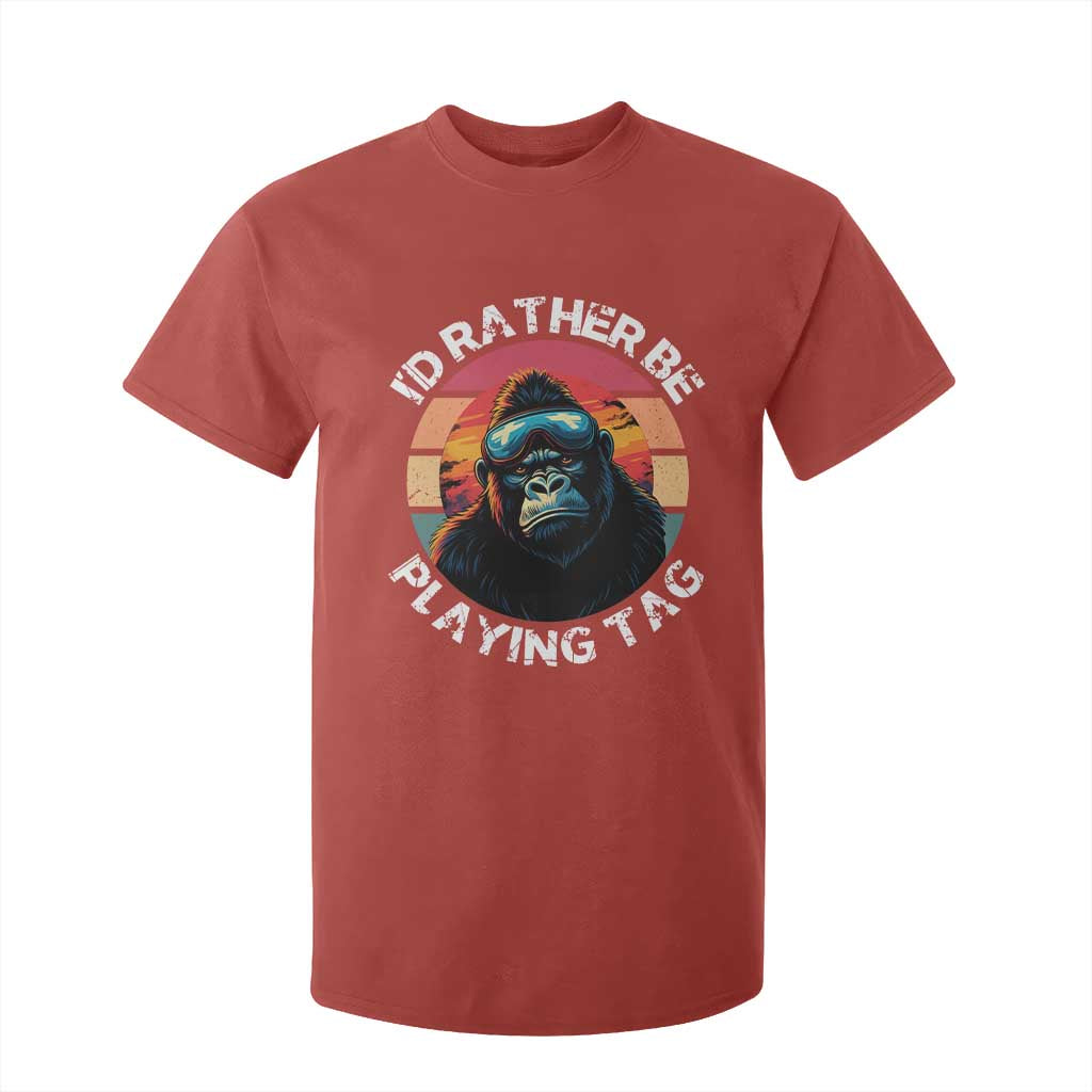 Funny Gorilla Lover T Shirt For Kid Id Rather Be Playing Tag VR Game TS12 Red Print Your Wear