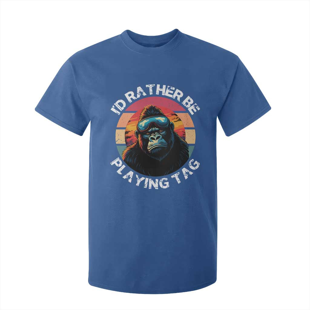 Funny Gorilla Lover T Shirt For Kid Id Rather Be Playing Tag VR Game TS12 Royal Blue Print Your Wear