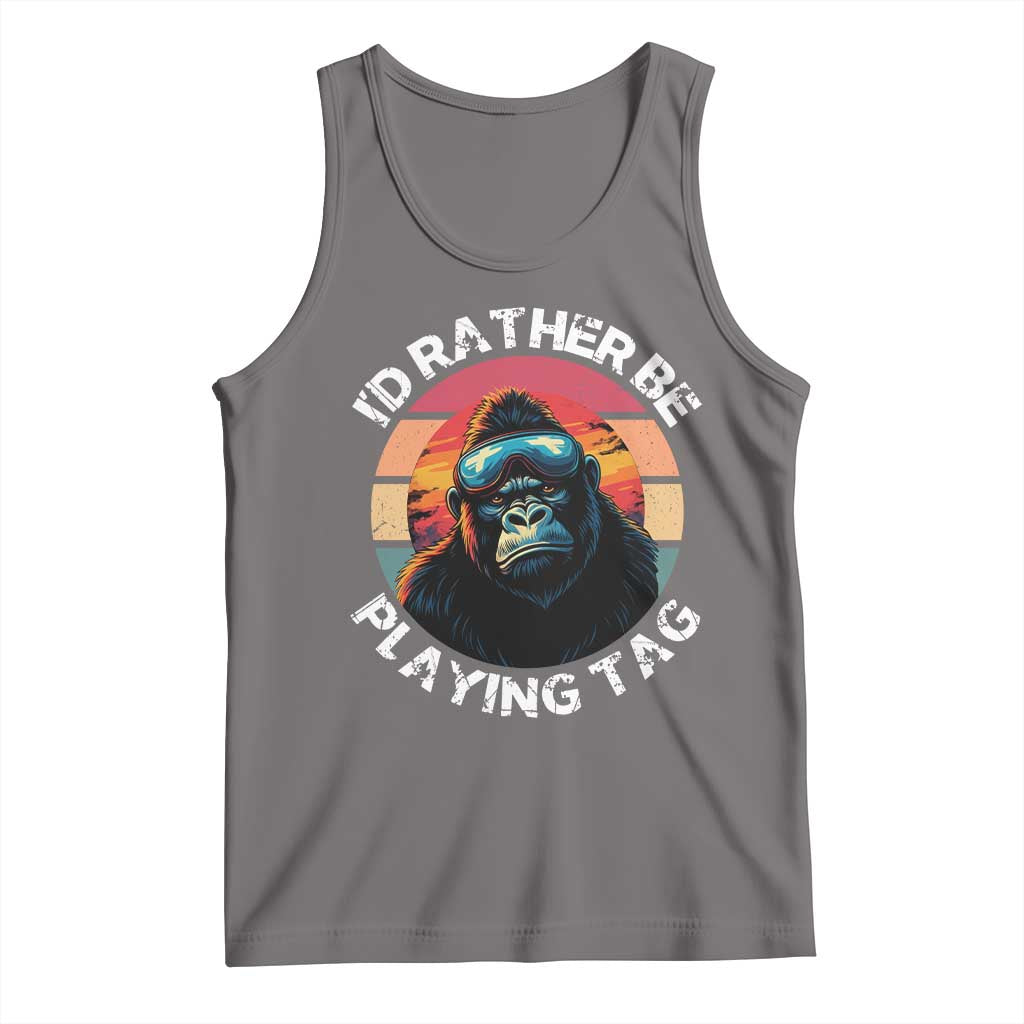 Funny Gorilla Lover Tank Top Id Rather Be Playing Tag VR Game TS12 Deep Heather Print Your Wear