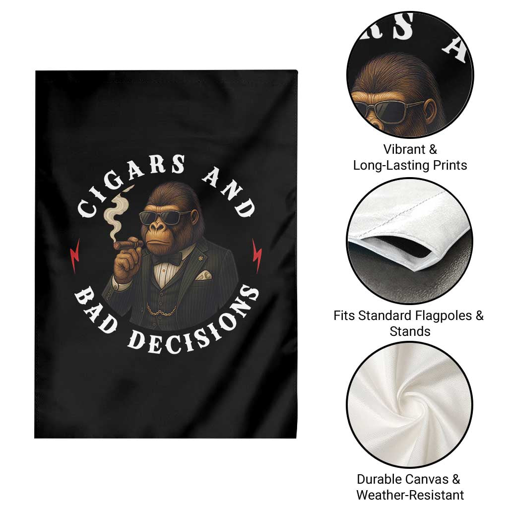 Cigars And Bad Decisions Garden Flag Funny Gorilla Gift TS12 Print Your Wear
