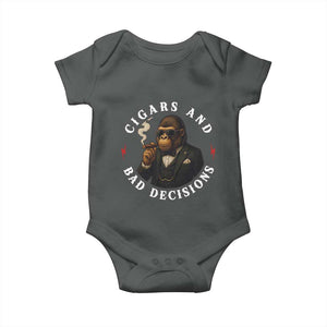 Cigars And Bad Decisions Baby Onesie Funny Gorilla Gift TS12 Dark Heather Print Your Wear