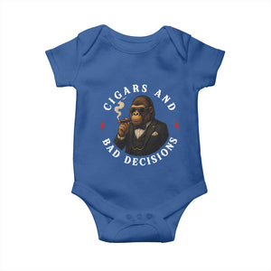 Cigars And Bad Decisions Baby Onesie Funny Gorilla Gift TS12 Royal Blue Print Your Wear
