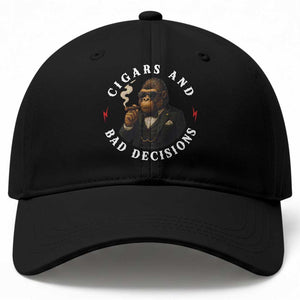 Cigars And Bad Decisions Baseball Cap Funny Gorilla Gift TS12 Print Your Wear