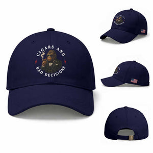Cigars And Bad Decisions Baseball Cap Funny Gorilla Gift TS12 Baseball Cap Universal Fit Dark Blue Print Your Wear