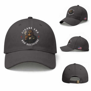 Cigars And Bad Decisions Baseball Cap Funny Gorilla Gift TS12 Baseball Cap Universal Fit Dark Gray Print Your Wear