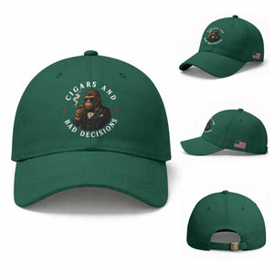 Cigars And Bad Decisions Baseball Cap Funny Gorilla Gift TS12 Baseball Cap Universal Fit Irish Green Print Your Wear