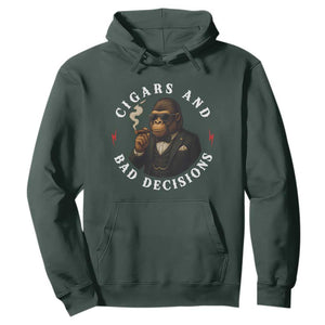 Cigars And Bad Decisions Hoodie Funny Gorilla Gift TS12 Dark Forest Green Print Your Wear