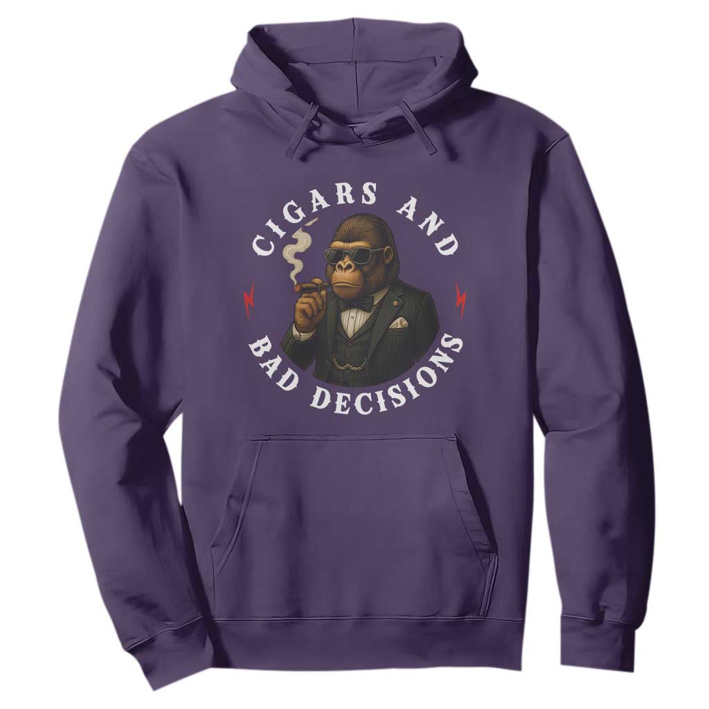 Cigars And Bad Decisions Hoodie Funny Gorilla Gift TS12 Purple Print Your Wear