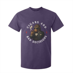 Cigars And Bad Decisions T Shirt For Kid Funny Gorilla Gift TS12 Purple Print Your Wear