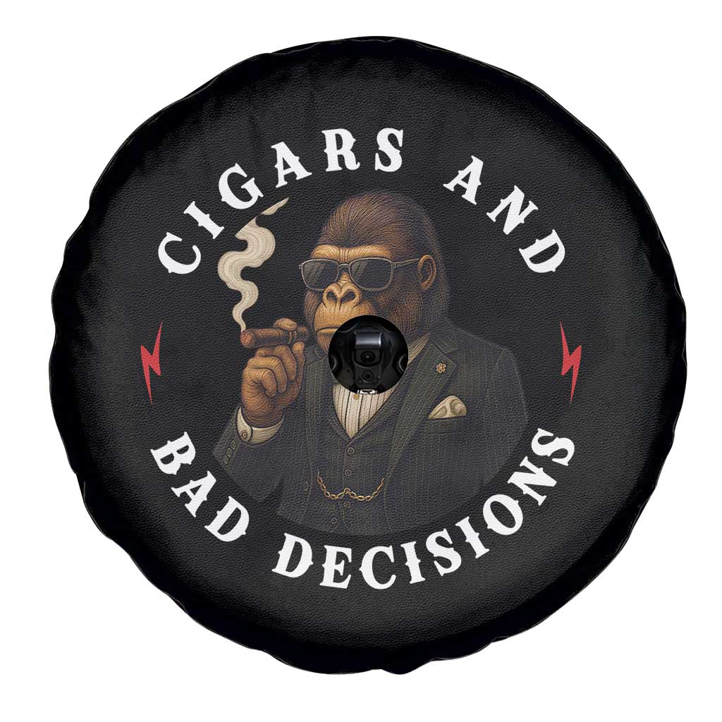 Cigars And Bad Decisions Spare Tire Cover Funny Gorilla Gift TS12 Print Your Wear