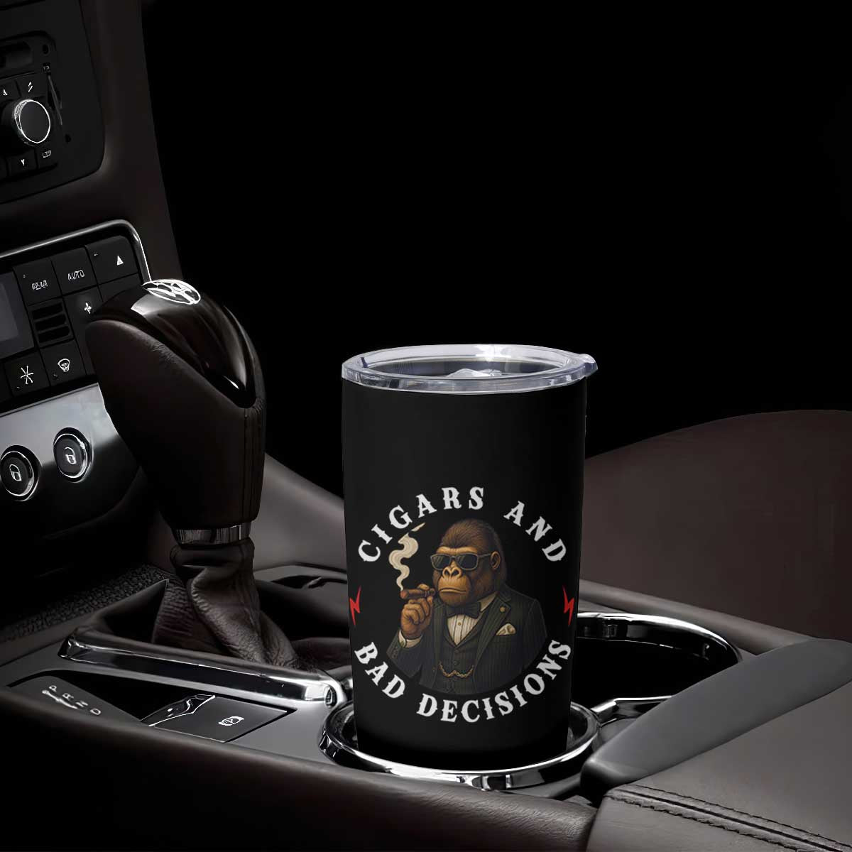 Cigars And Bad Decisions Tumbler Cup Funny Gorilla Gift TS12 Print Your Wear