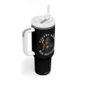 Cigars And Bad Decisions Tumbler With Handle Funny Gorilla Gift TS12 Print Your Wear