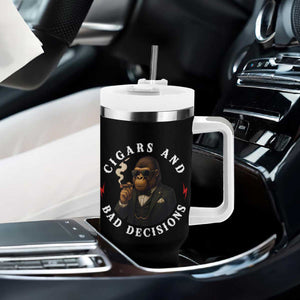 Cigars And Bad Decisions Tumbler With Handle Funny Gorilla Gift TS12 Print Your Wear