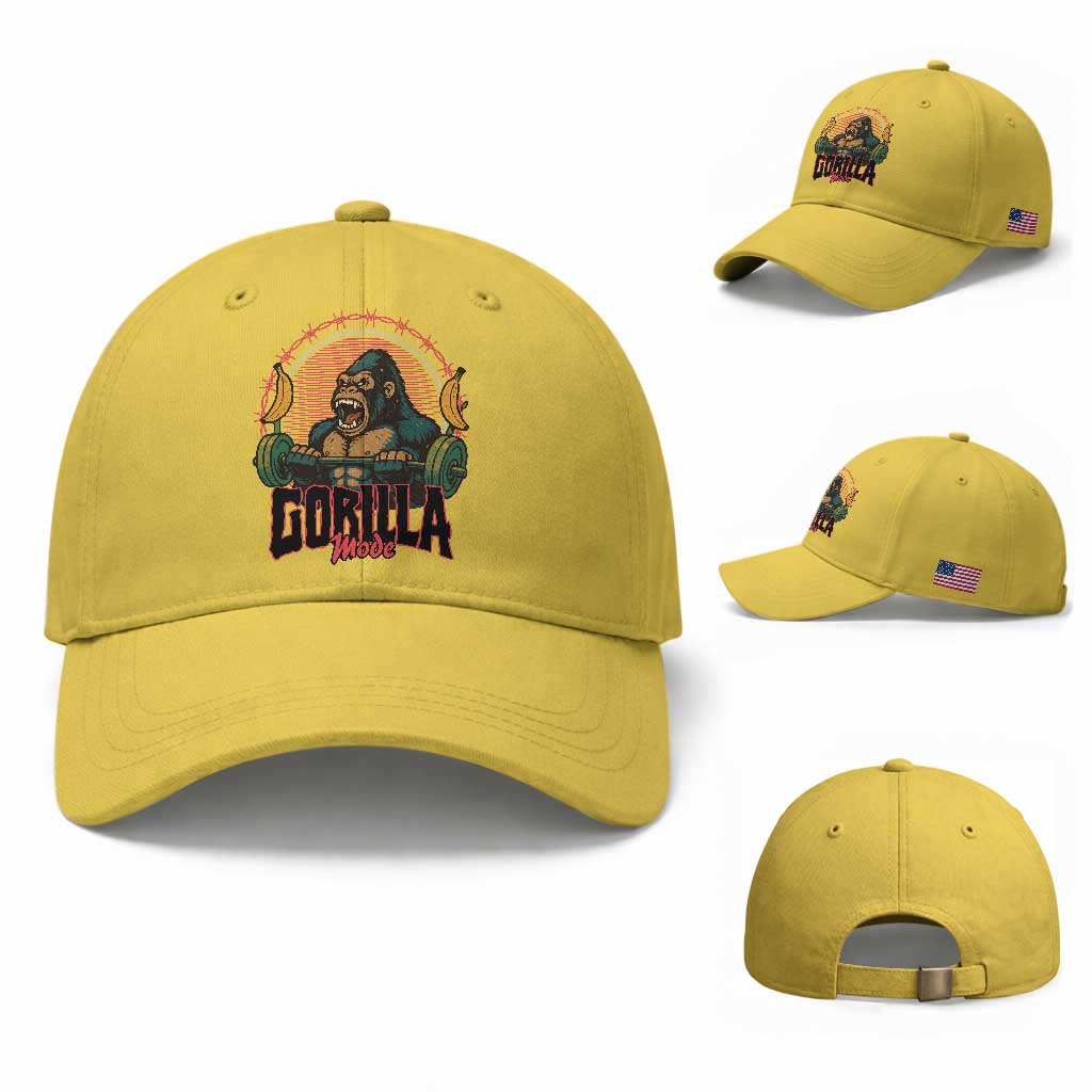 Fitness Lover Gift Baseball Cap Gorilla Mode TS12 Baseball Cap Universal Fit Yellow Print Your Wear