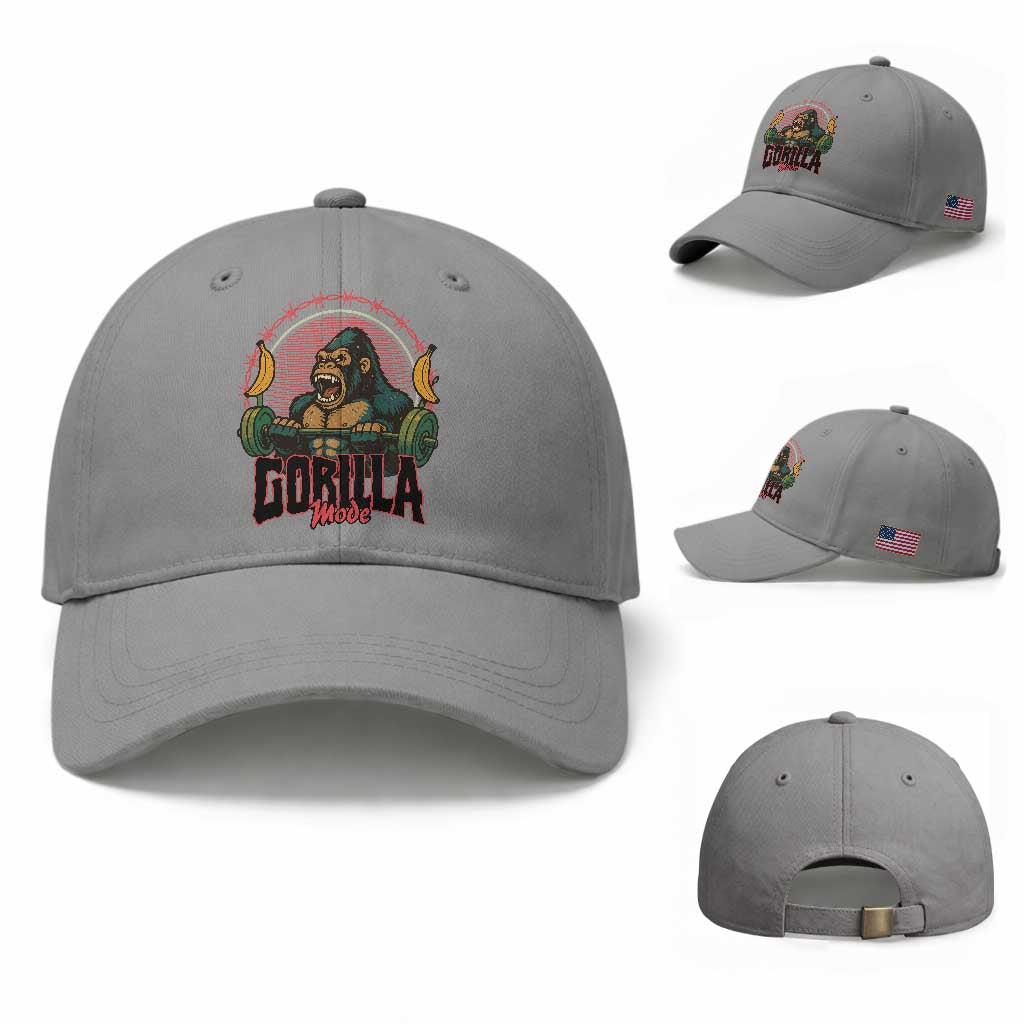 Fitness Lover Gift Baseball Cap Gorilla Mode TS12 Baseball Cap Universal Fit Sport Gray Print Your Wear