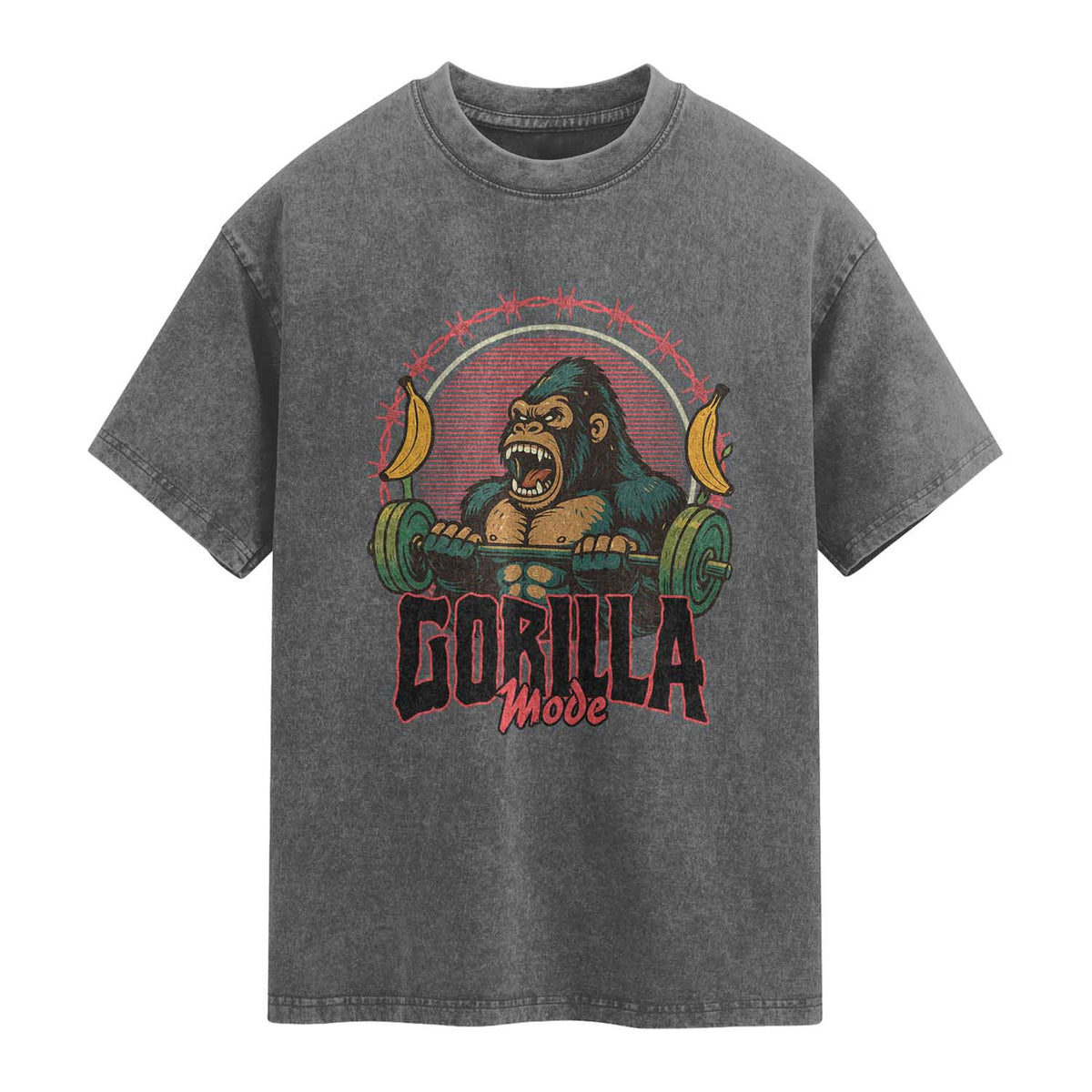 Fitness Lover Gift Washed Cotton T-Shirt Gorilla Mode