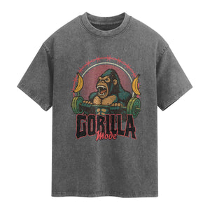 Fitness Lover Gift Washed Cotton T-Shirt Gorilla Mode