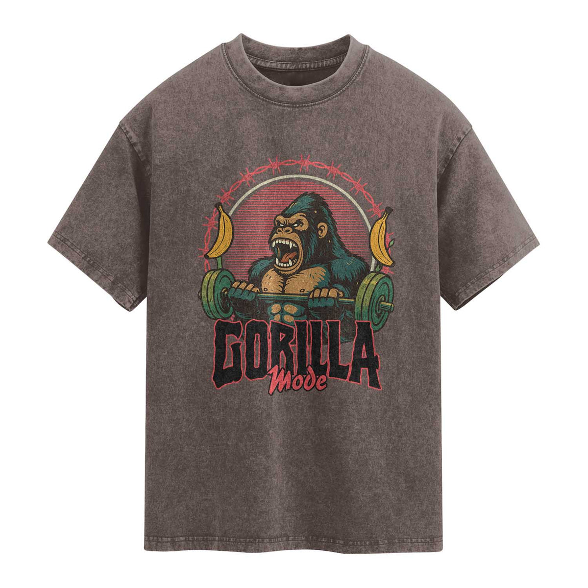 Fitness Lover Gift Washed Cotton T-Shirt Gorilla Mode