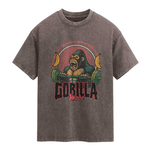 Fitness Lover Gift Washed Cotton T-Shirt Gorilla Mode