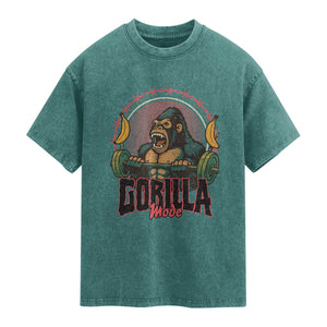 Fitness Lover Gift Washed Cotton T-Shirt Gorilla Mode