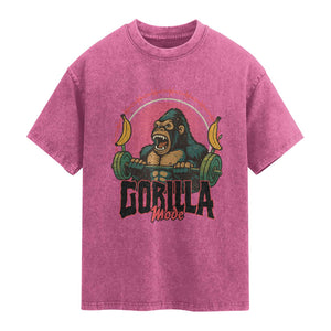 Fitness Lover Gift Washed Cotton T-Shirt Gorilla Mode
