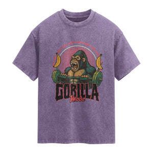Fitness Lover Gift Washed Cotton T-Shirt Gorilla Mode