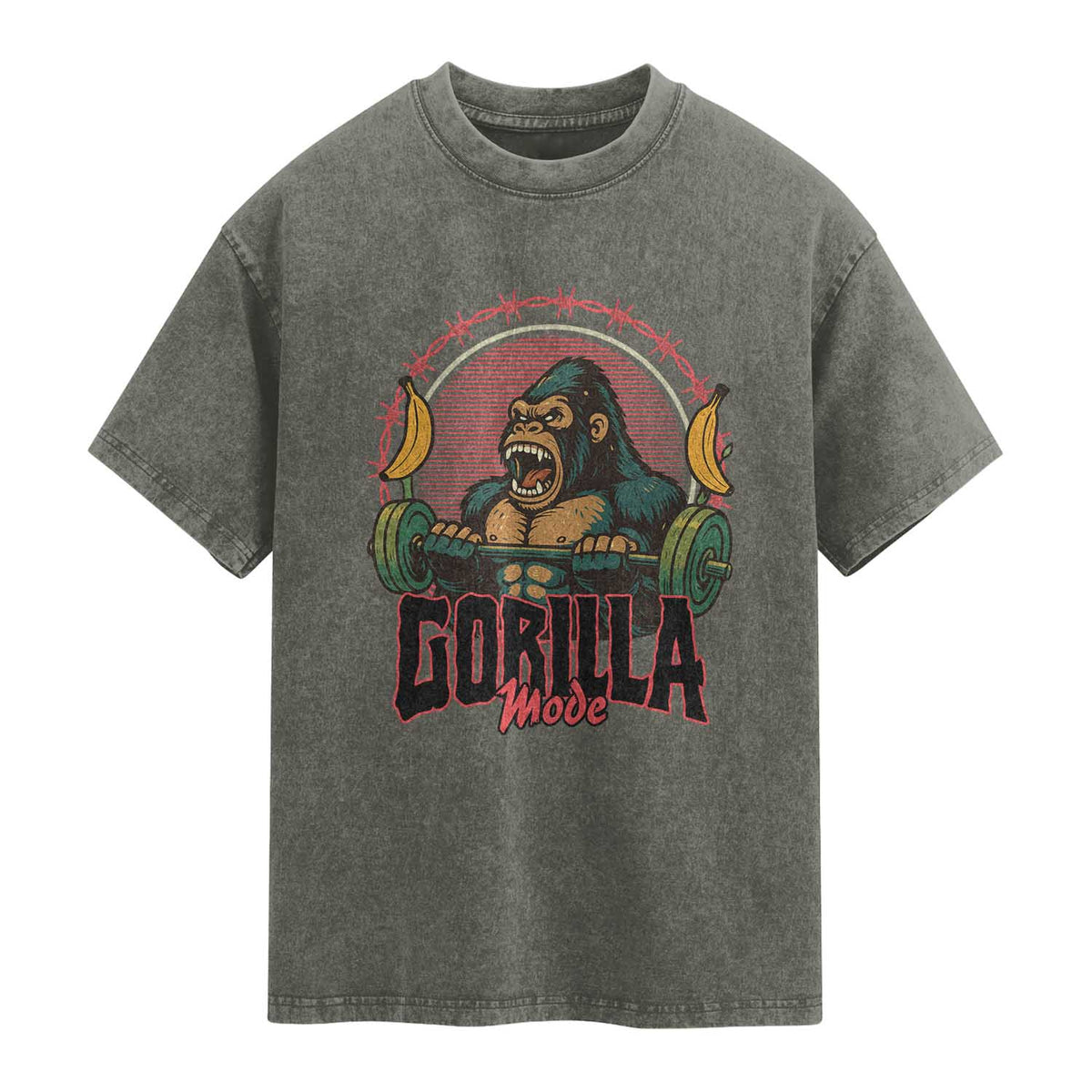 Fitness Lover Gift Washed Cotton T-Shirt Gorilla Mode