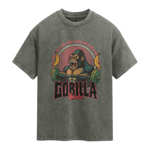 Fitness Lover Gift Washed Cotton T-Shirt Gorilla Mode