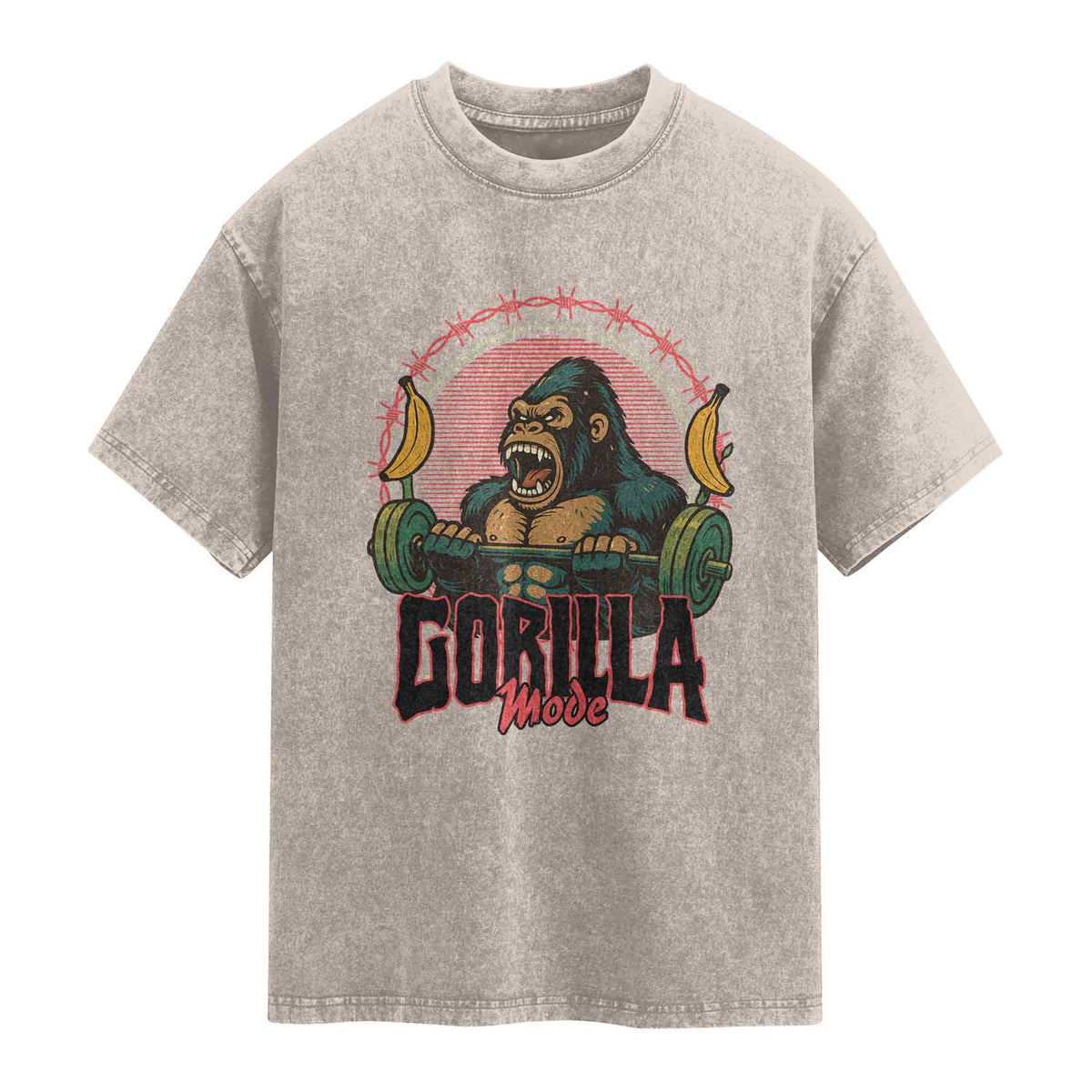Fitness Lover Gift Washed Cotton T-Shirt Gorilla Mode