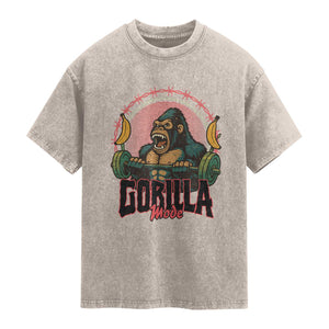 Fitness Lover Gift Washed Cotton T-Shirt Gorilla Mode