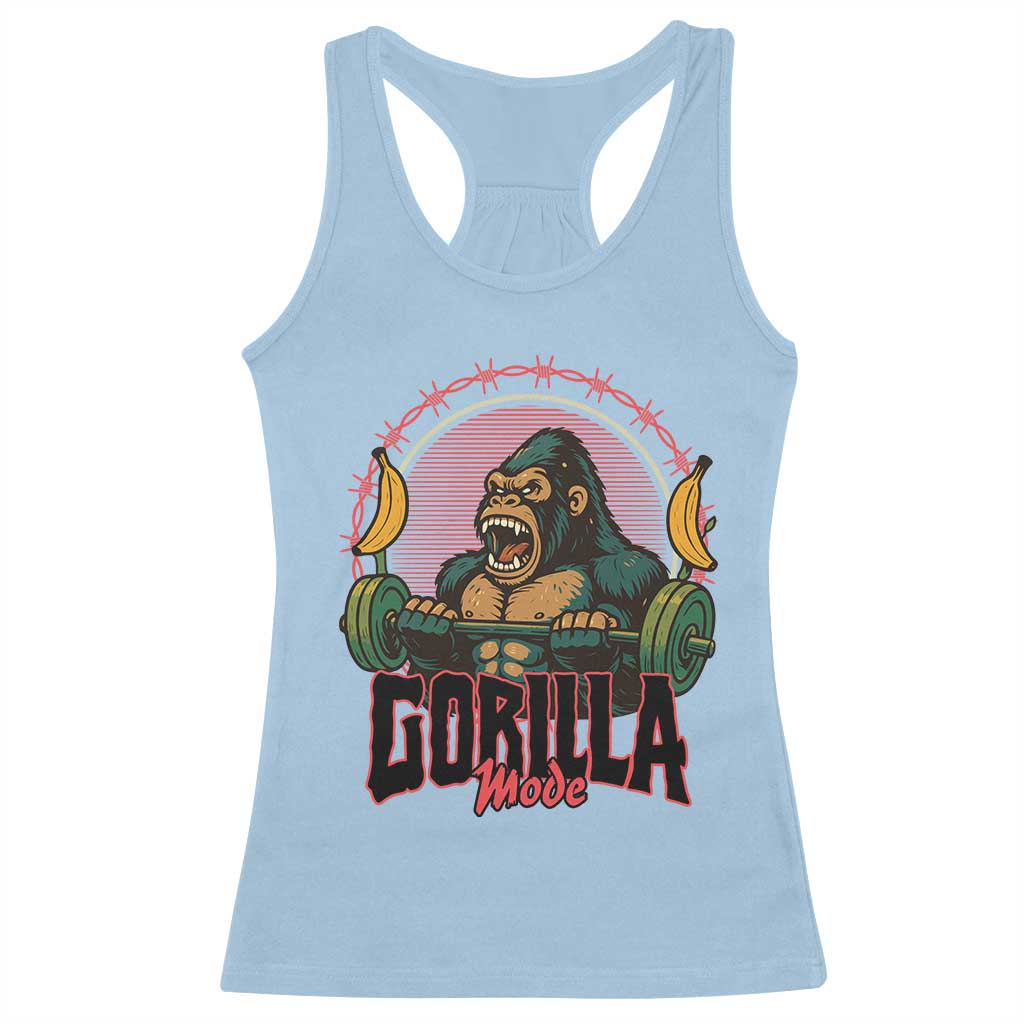 Fitness Lover Gift Racerback Tank Top Gorilla Mode TS12 Light Blue Print Your Wear