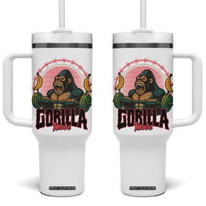 Fitness Lover Gift Tumbler With Handle Gorilla Mode TS12 One Size: 40 oz White Print Your Wear