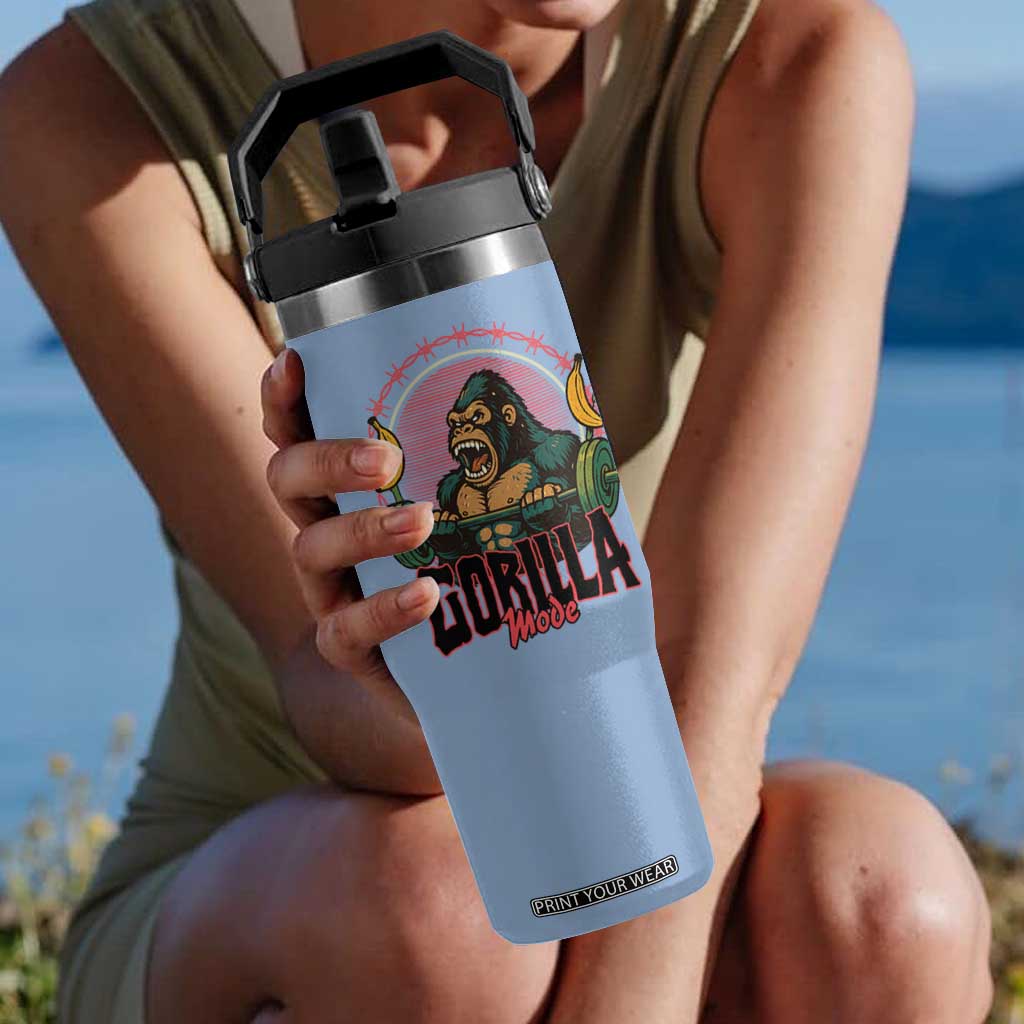 Fitness Lover Gift Flip Straw Tumbler Gorilla Mode TS12 One Size: 30 oz Light Blue Print Your Wear