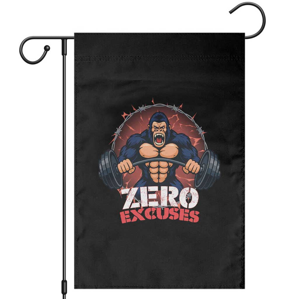 Zero Excuses Garden Flag Gorilla Fitness Lover Gift TS12 Black Print Your Wear
