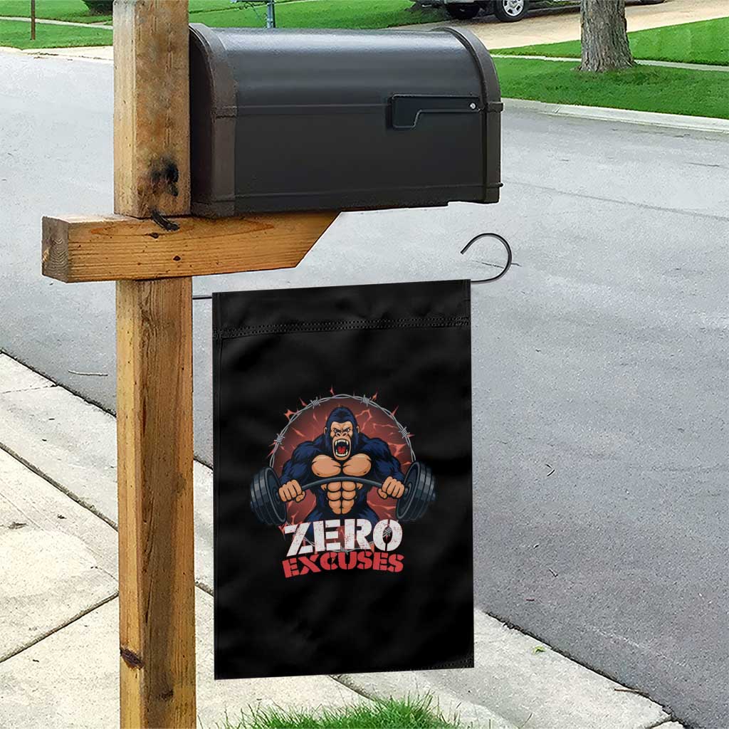 Zero Excuses Garden Flag Gorilla Fitness Lover Gift TS12 Print Your Wear