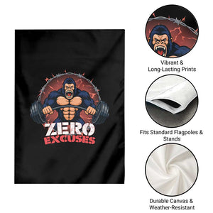 Zero Excuses Garden Flag Gorilla Fitness Lover Gift TS12 Print Your Wear